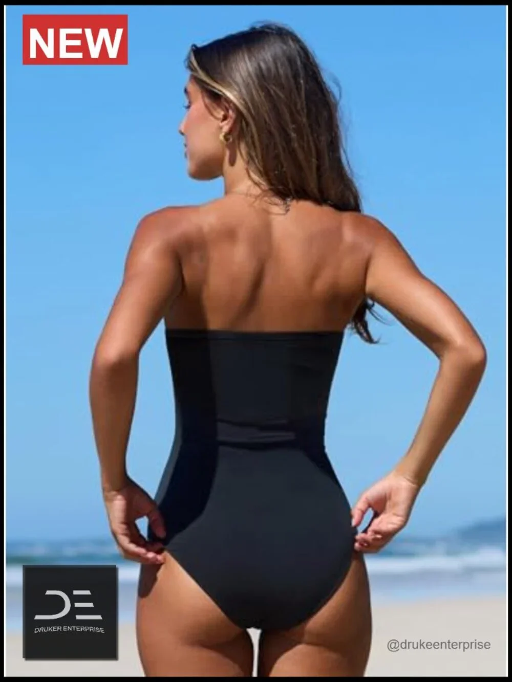 Tummy Control Strapless Bandeau One Piece Swimsuit Neon